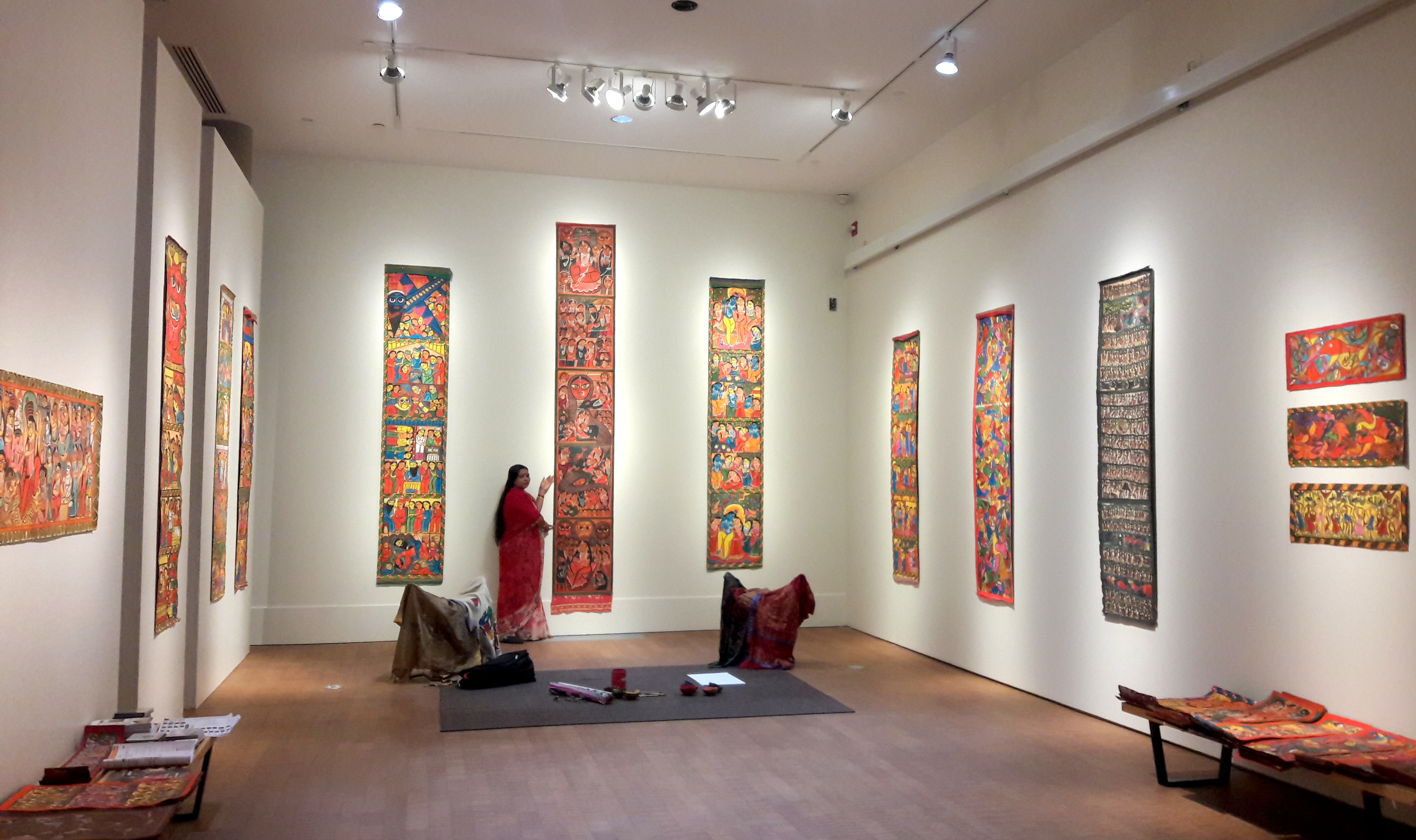 Exhibition of long scrolls at Grinell Collge, USA